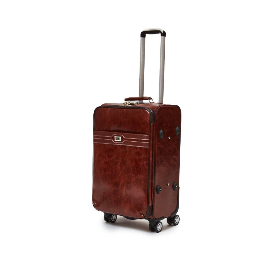 Hazlo 3 Piece PU Leather Vintage Trolley Luggage Bag Set Brown Makro